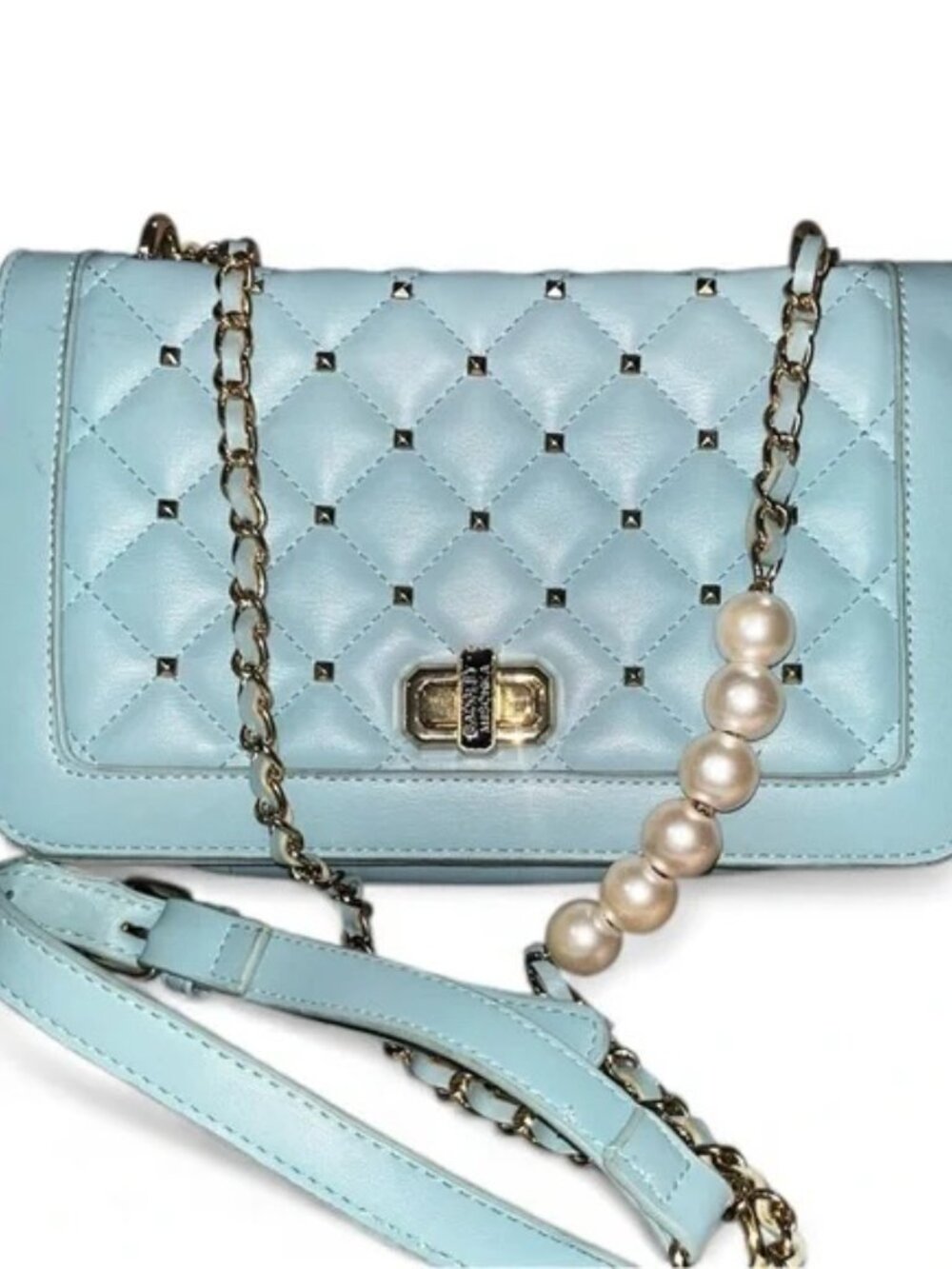 BADGLEY MISCHKA Pastel Blue Quilted Crossbody Bag